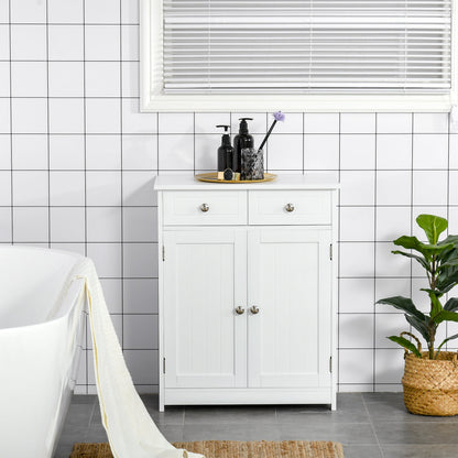Kleankin Modern White Bathroom Cabinet with Adjustable Shelf