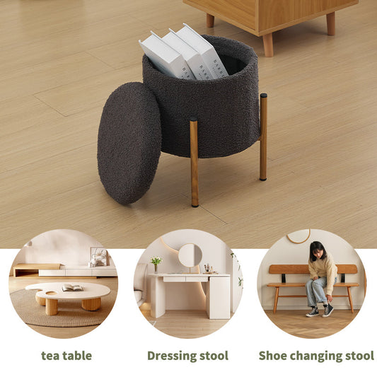 Modern Round Storage Ottoman, Removable Lid for Living Room