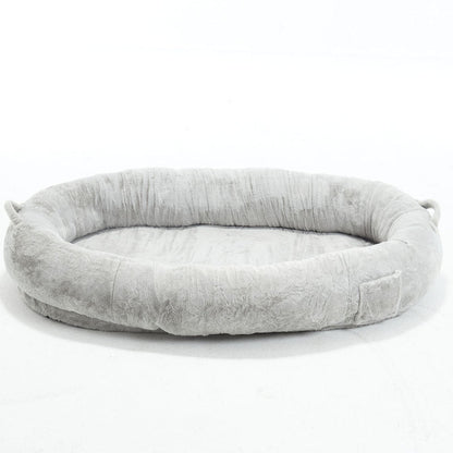 Human Dog Bed for Adult, Giant Extra Large Memory Foam Human Size Pet Bed for People, Fluffy Plush Dog Bed for Human with Storage Pocket  Cover Portable Handle Non-Slip Bottom