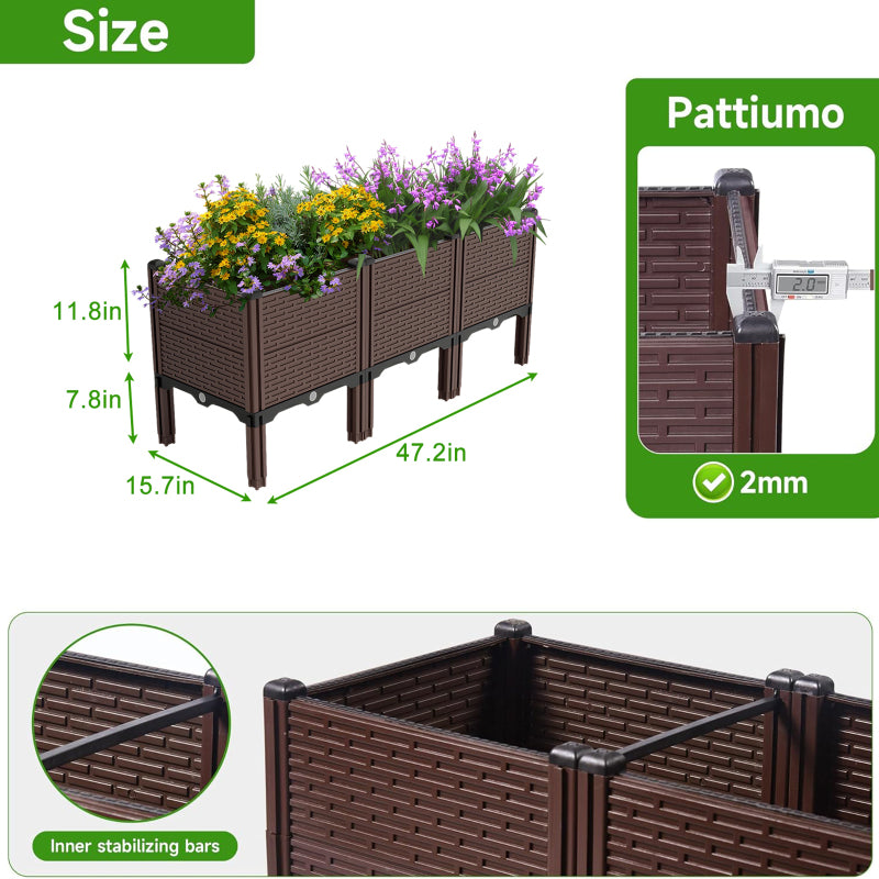 All-Weather Raised Planter Box for Patio with Drainage