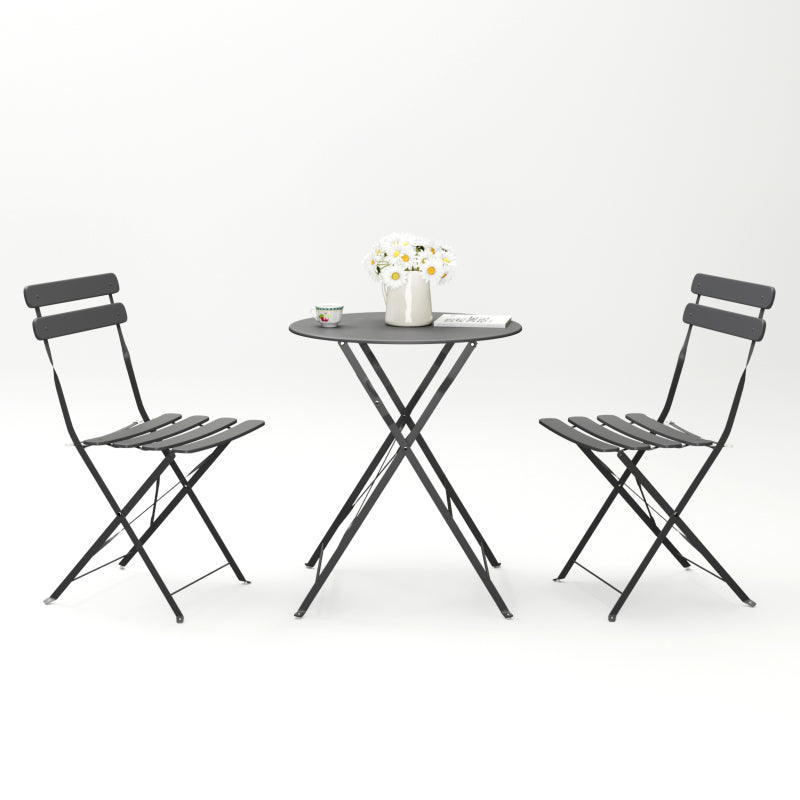 Modern 3-Piece Metal Bistro Set for Patio & Balcony, Pink