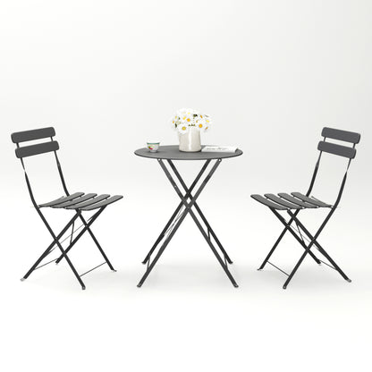 Modern 3-Piece Metal Bistro Set for Patio & Balcony, Pink