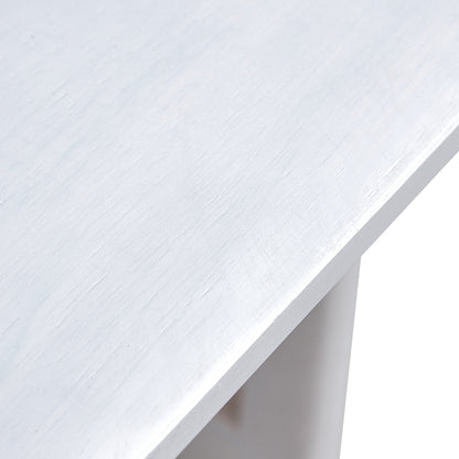 Asian-Style White Solid Wood Coffee Table, Faux Rattan Legs