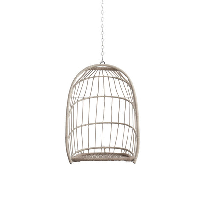 Boho Egg Swing Chair for Patio, All-Weather White PE Rattan