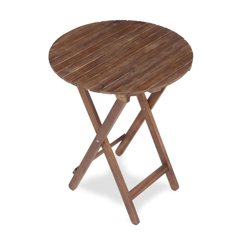 Natural Acacia 3-Pc Bistro Set for Patio & Balcony, Folding