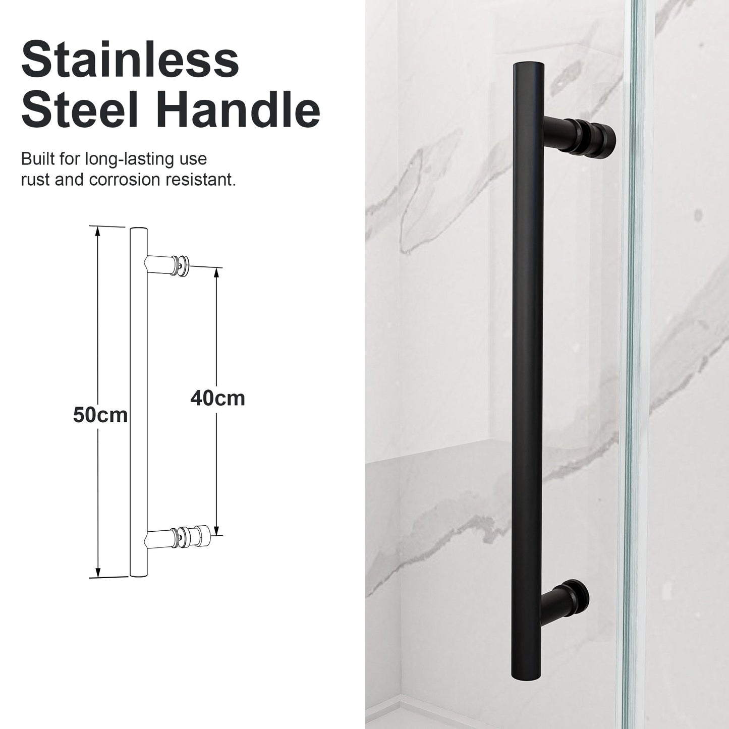 56"-60"W x 72"H Frameless Single Sliding Shower Door _ 5/16" (8mm) Clear Tempered Glass, Bypass Design with Matte Black Finish