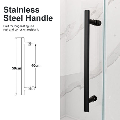 56"-60"W x 72"H Frameless Single Sliding Shower Door _ 5/16" (8mm) Clear Tempered Glass, Bypass Design with Matte Black Finish
