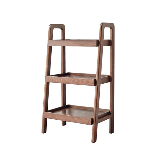 Walnut Finish Entryway Shoe Bench with 3-Tier Wood Rack