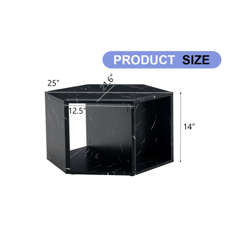 Modern Hexagon Coffee Table for Living Room, Extra Storage