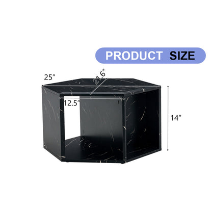 Modern Hexagon Coffee Table for Living Room, Extra Storage