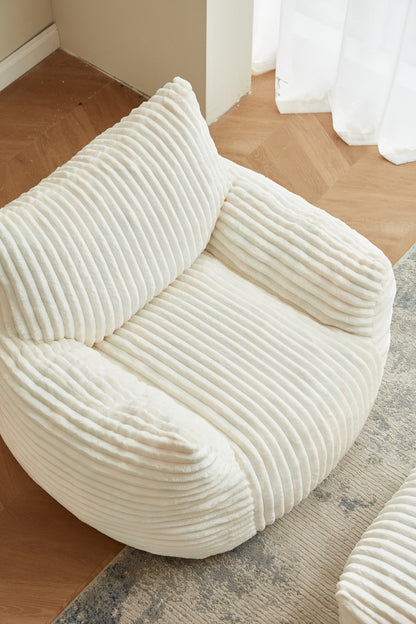 Bean Bag Chair with Ottoman, Modern Giant Bean Bag Couch Sofa with Footstool, Lounge Large Bean Bag Chairs for Adults Teens, Comfy Faux Fur Reading Chair for Bedroom, Living Room
