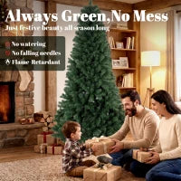 HOMCOM 7.5 ft Artificial Christmas Tree, Norway Spruce Tree, Hinged Xmas Tree with Metal Stand