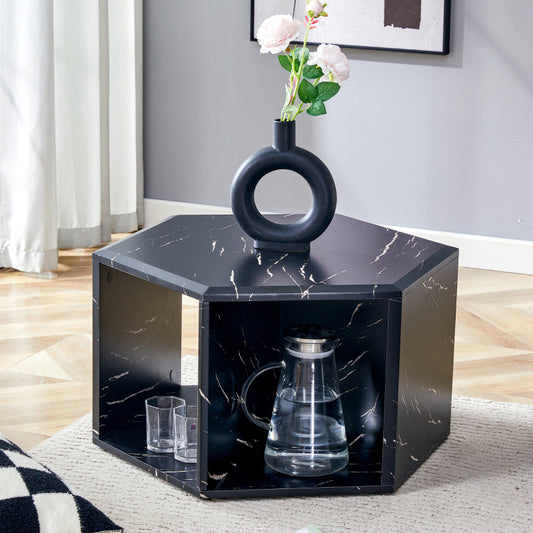 Modern Hexagon Coffee Table for Living Room, Extra Storage