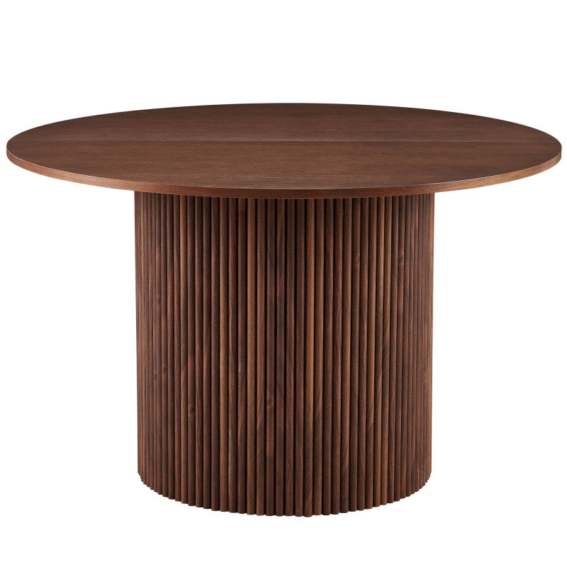Modern Farmhouse 47-Inch Round Kitchen Table, Walnut Top