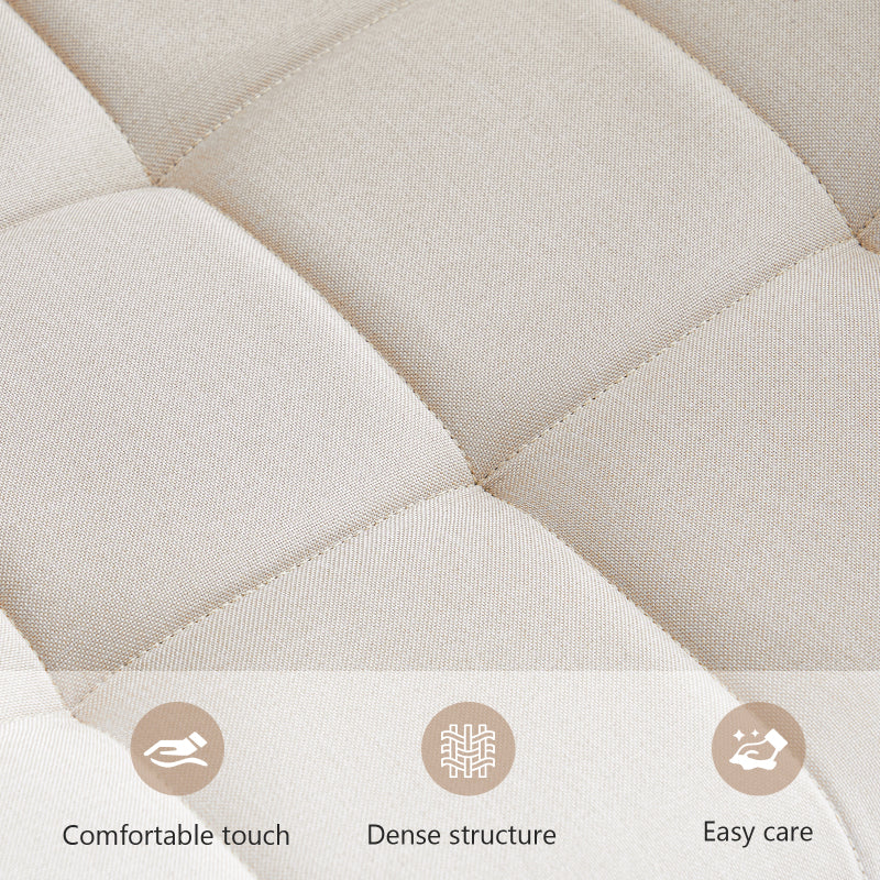 Cozy Linen Armless Home Office Chair with Lumbar Support