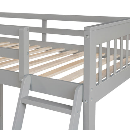 Modern L-Shaped Twin/Full Kids' Bunk with Stairs & Drawers