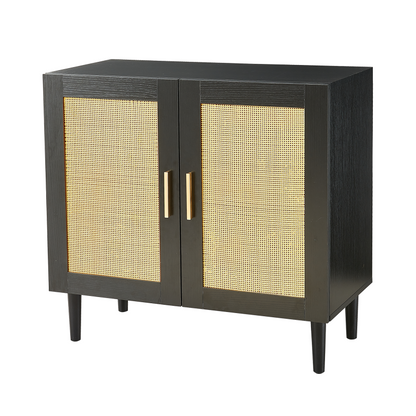 Modern Rattan Sideboard for Living Room, Adjustable Shelves