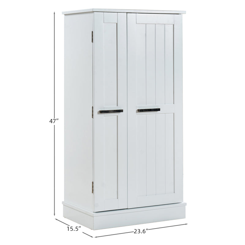 Kitchen Pantry Storage Cabinet,Freestanding Pantry Cabinet with Doors & Adjustable Shelves, Small Food Pantry Cabinet for Kitchen,Dining Room Craft Room (White)