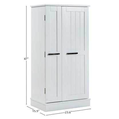 Kitchen Pantry Storage Cabinet,Freestanding Pantry Cabinet with Doors & Adjustable Shelves, Small Food Pantry Cabinet for Kitchen,Dining Room Craft Room (White)