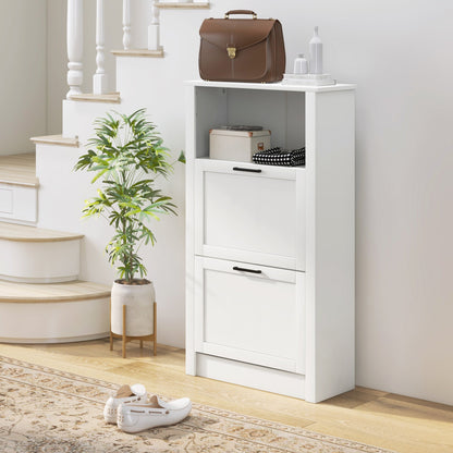 HOMCOM Modern Shoe Cabinet for Entryway with 2 Flip Drawers