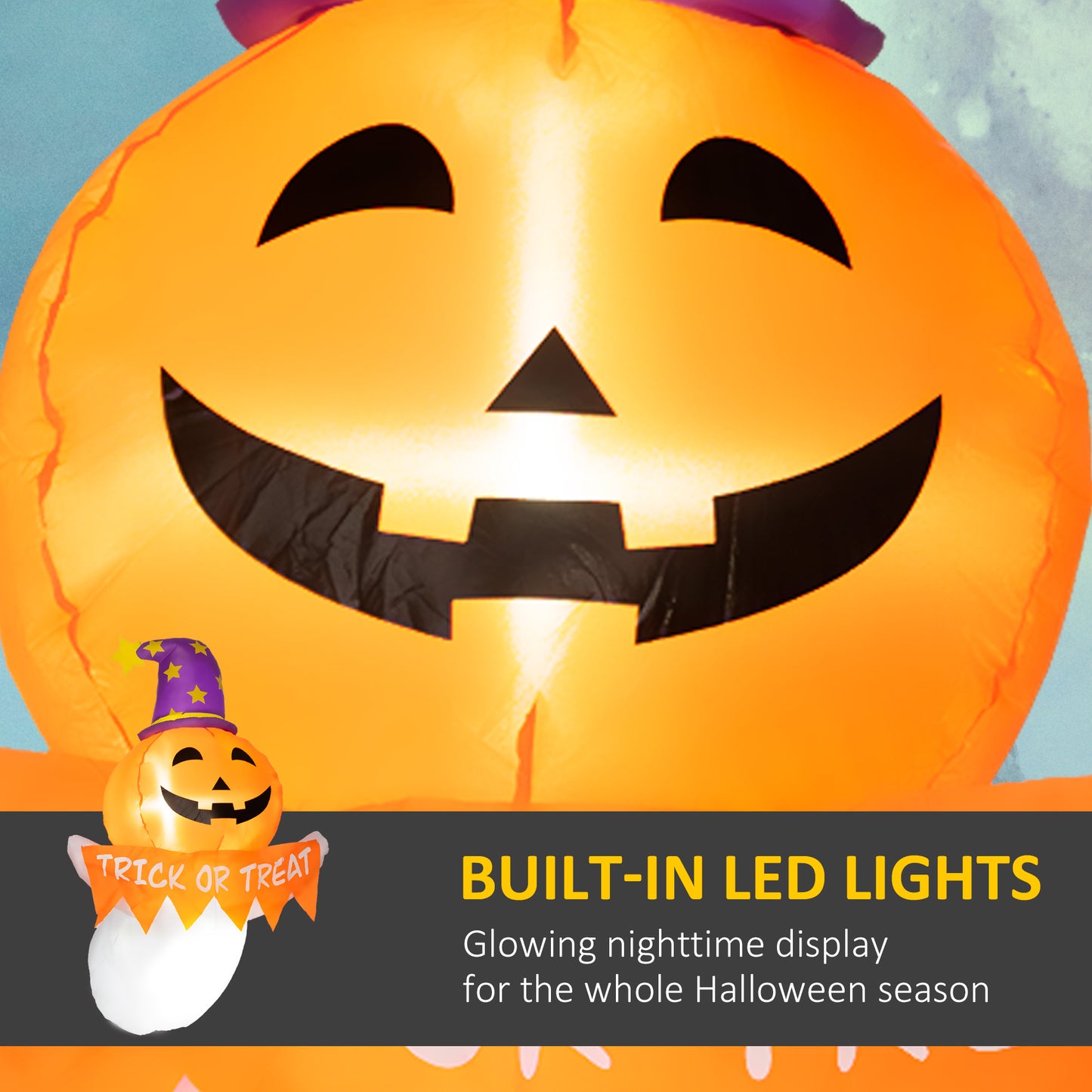Outsunny Halloween Light-Up Inflatable Ghost, Indoor/Outdoor