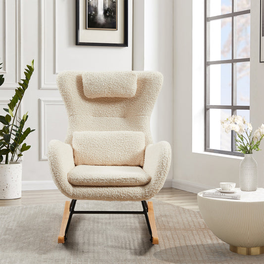 Modern Nursery Rocking Chair with High Back Support