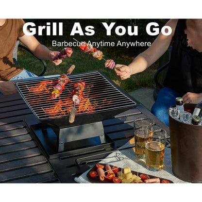 Compact Square Fire Pit for Backyard BBQs, Portable