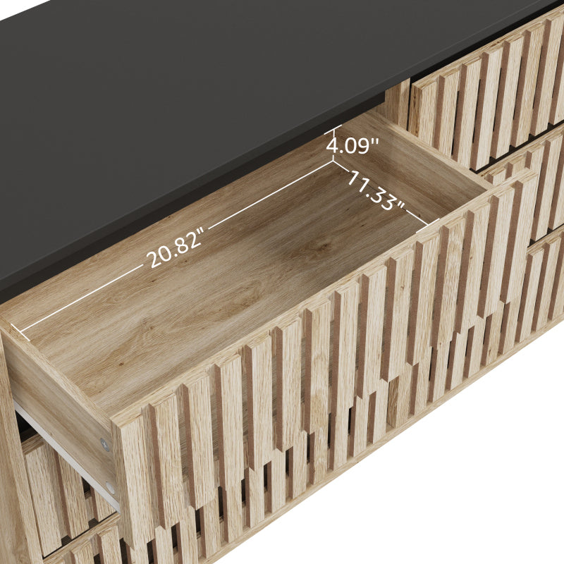 Fluted,Bedroom Storage Cabinet,Six drawer storage,Large Capacity,Modern Minimalist Drawer Cabinet,Two-tone Design