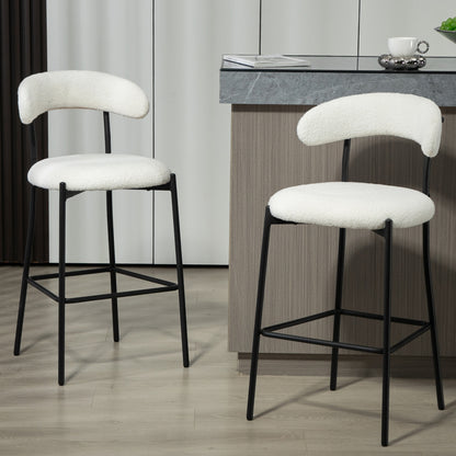 Cozy Teddy Fabric Counter Stool, Kitchen Island, Black Base