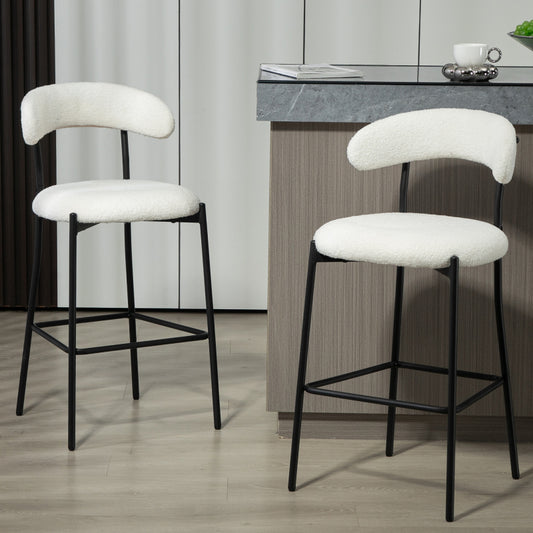 Cozy Teddy Fabric Counter Stool, Kitchen Island, Black Base