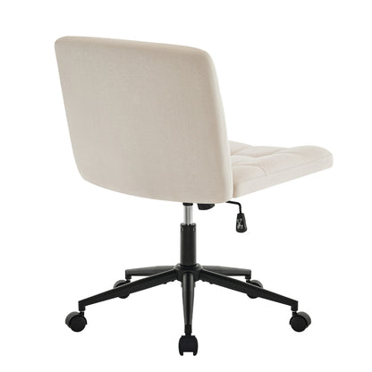 Cozy Linen Armless Home Office Chair with Lumbar Support