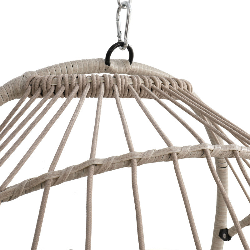 Boho Egg Swing Chair for Patio, All-Weather White PE Rattan