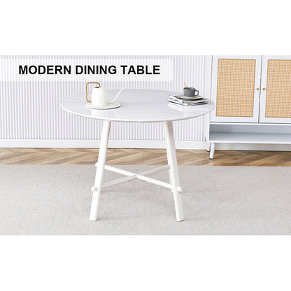 Modern Round Dining Table, Dining Room, 42-Inch White Top