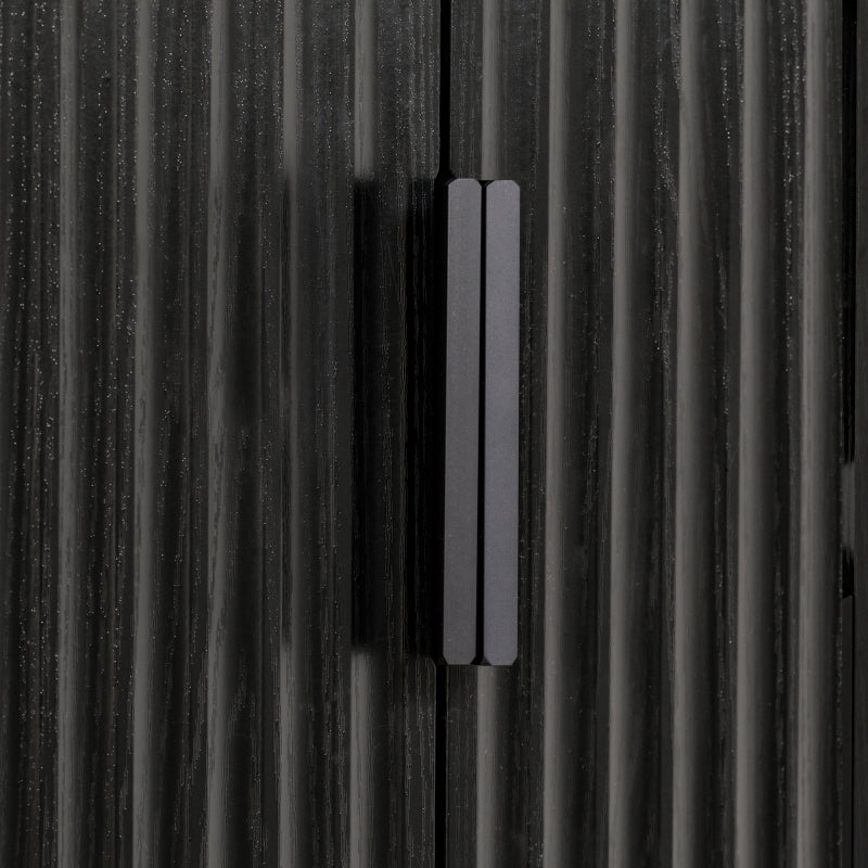 Modern Fluted Kitchen Pantry Cabinet, Drawers & Spice Racks
