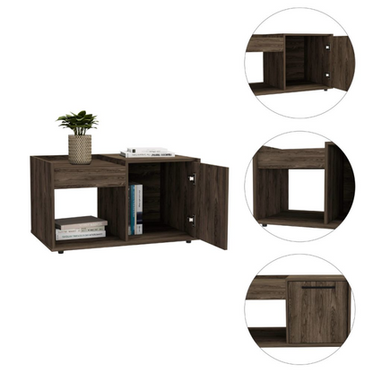Modern Lyon Coffee Table, Living Room Storage, Dark Walnut