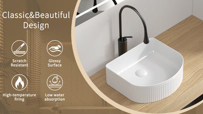 Modern Rectangle Vessel Sink for Powder Rooms Glossy Ceramic