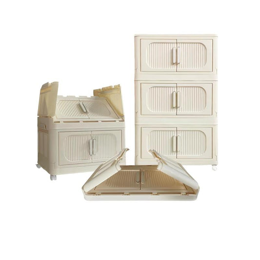 Cream White Collapsible Storage Cabinet for Bathroom