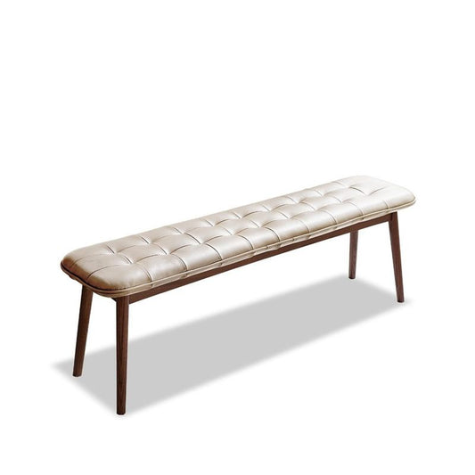 Scandi Dining Bench with Natural Oak & Leather Cushion