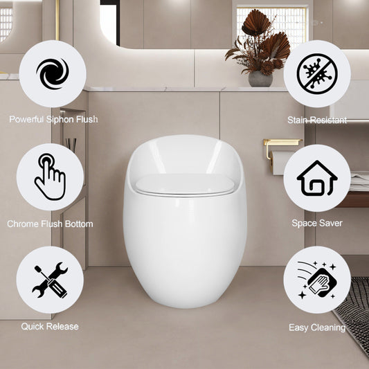 Modern Egg-Shape Bathroom Toilet, Water-Saving 1.28 GPF