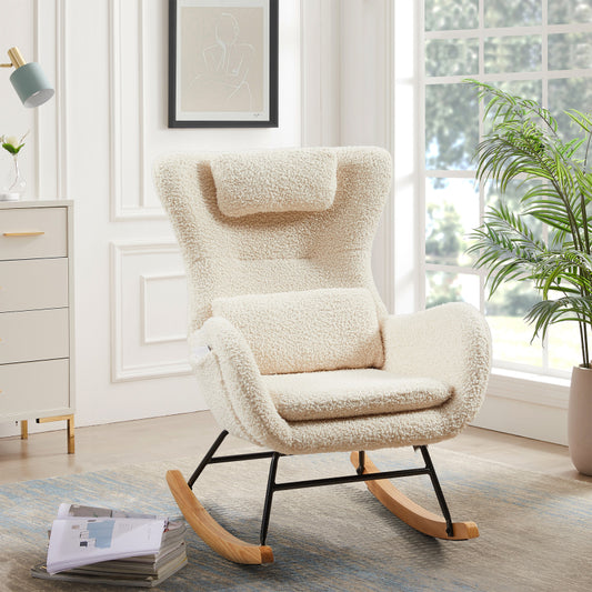 Modern Nursery Rocking Chair with High Back Support