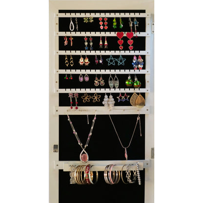 Sleek 360° Swivel LED-Lit Mirror Jewelry Armoire for Bedroom