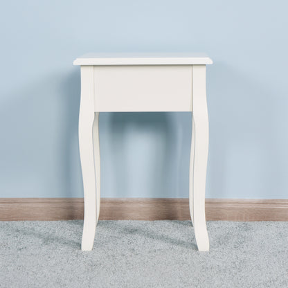 Classic White Living Room Side Table with Drawer