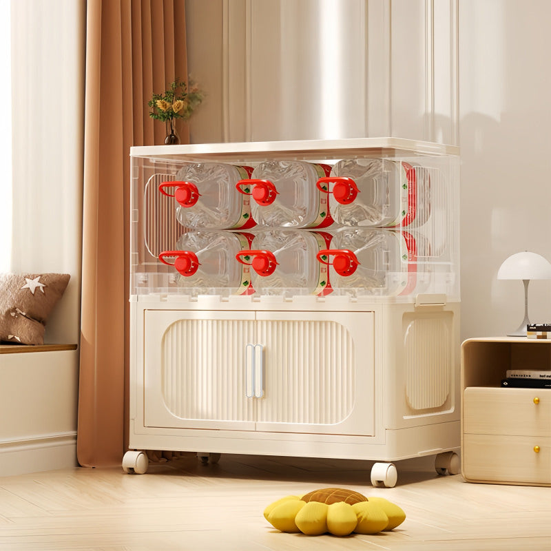 Cream White Collapsible Storage Cabinet for Bathroom