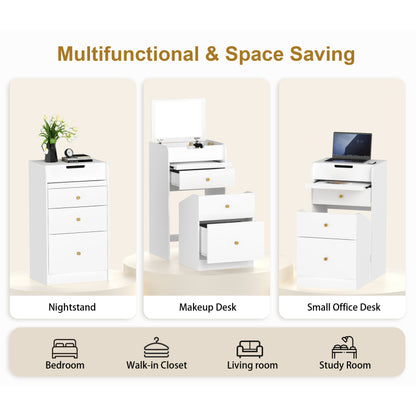 Compact Modern White Vanity Desk, Mirror & Chair for Bedroom