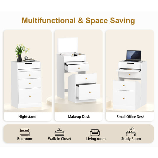 Compact Modern White Vanity Desk, Mirror & Chair for Bedroom