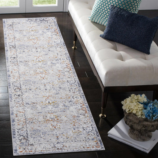 NAAR PAYAS Traditional Hallway Runner Rug, Ivory/Grey, 2x8