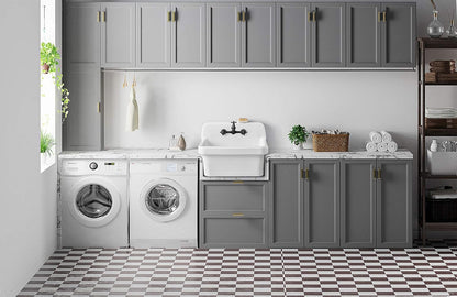 ELLAI Farmhouse Wall-Mount Utility Laundry Sink, High-Back