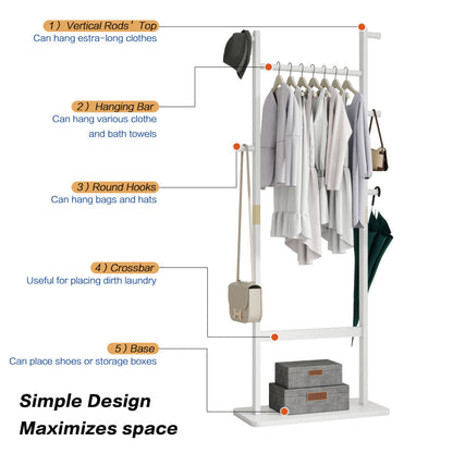 Modern Solid Wood Coat Rack for Entryway, Easy Assembly