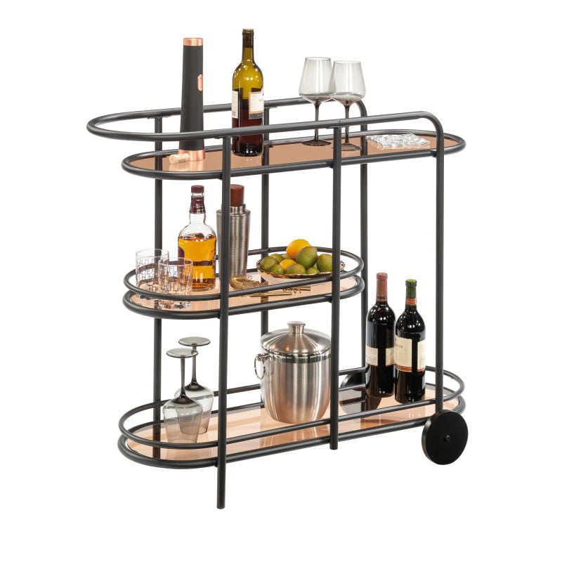 Modern Bar Cart for Entertaining, Black Finish