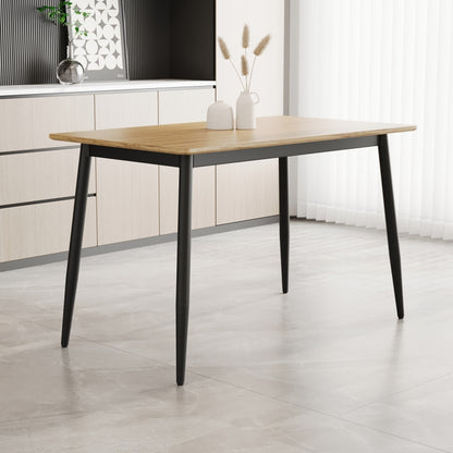 Modern Minimalist Dining Table for Kitchen, Black Metal Legs